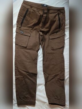 Hollister Brown Cargo Skinny Jogger Pants with Utility Pockets Size XL
